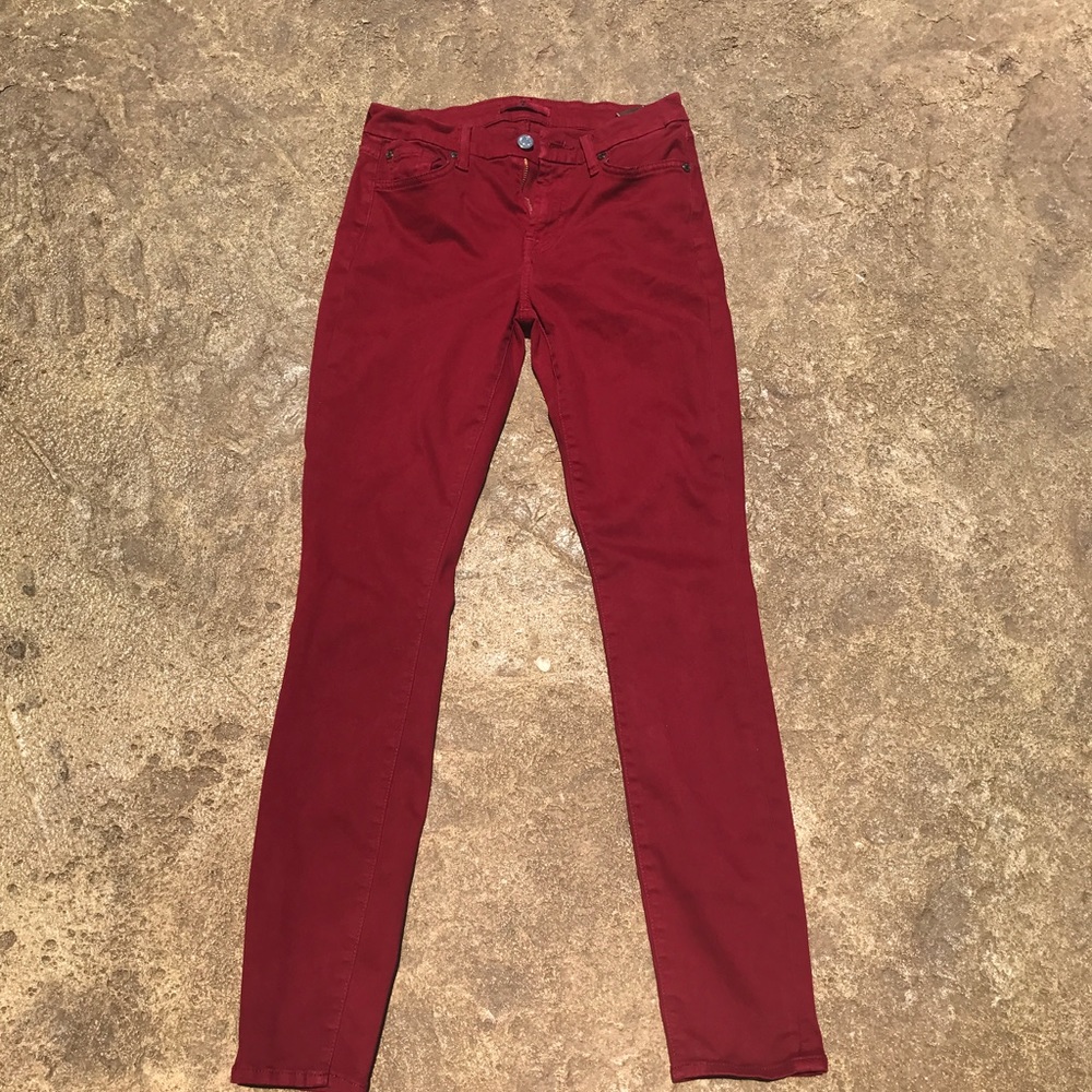 7 for all mankind red skinny jeans